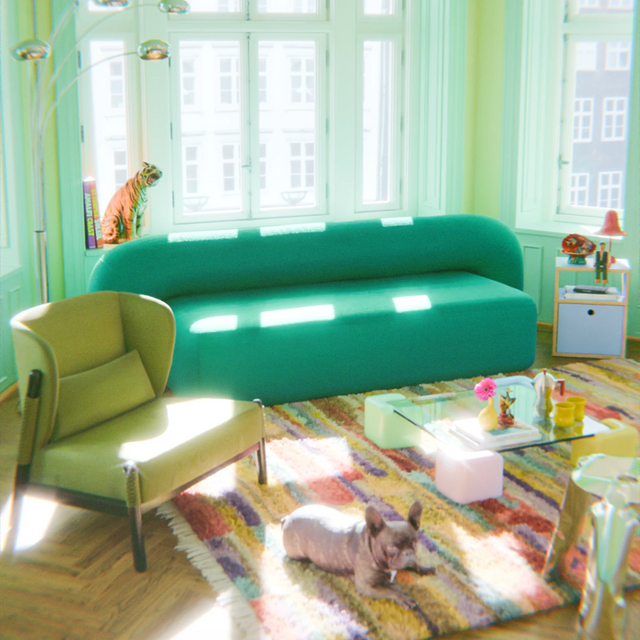 KATANA LOUNGE CHAIR / SVART & LJUSGRÖN