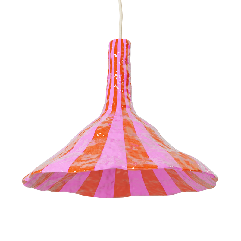 DOODLE PENDANT / LARGE / ORANGE RED & PINK