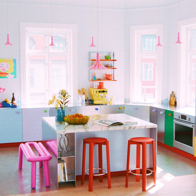 DOODLE PENDANT / SMALL / ORANGE & PINK