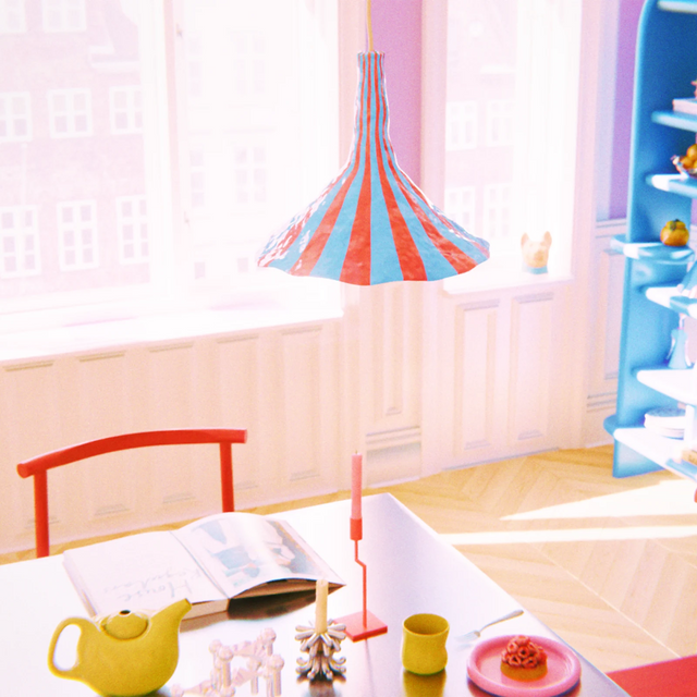 DOODLE PENDANT / LARGE / RED & LIGHT BLUE