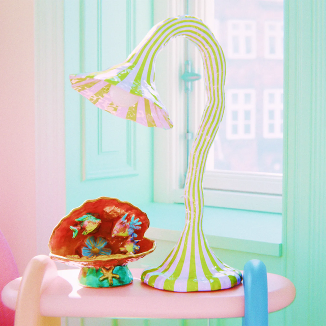 DOODLE TABLE LAMP / OLIVE OIL & LIGHT LAVENDER