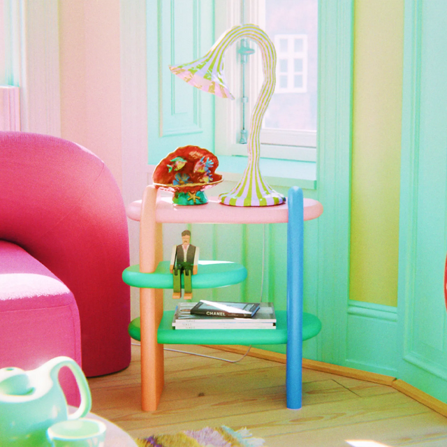 DOODLE TABLE LAMP / OLIVE OIL & LIGHT LAVENDER