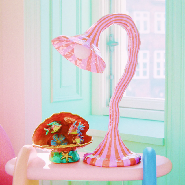 DOODLE TABLE LAMP / ORANGE & PINK