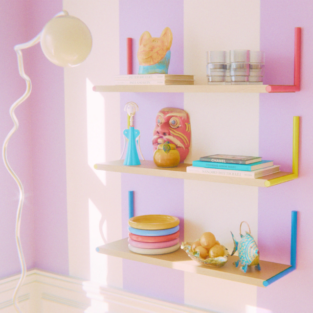 ELLE SHELF / RED & OAK