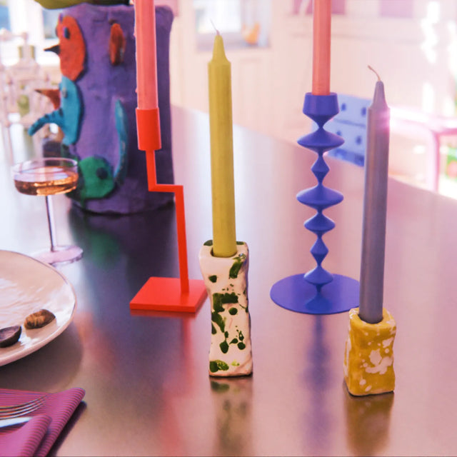 PORTACANDELE / BIANCO & VERDE