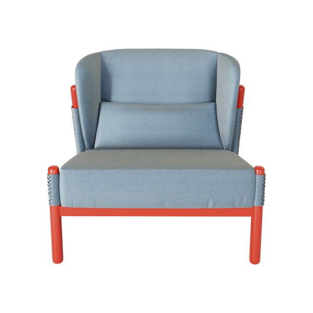 KATANA LOUNGE STOL / RØD & LYSEBLÅ