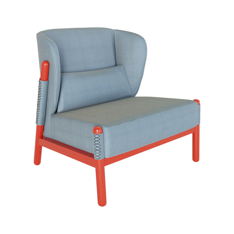 KATANA LOUNGE STOL / RØD & LYSEBLÅ