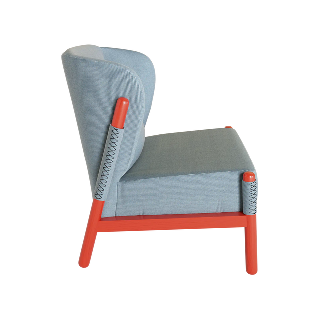 KATANA LOUNGE STOL / RØD & LYSEBLÅ