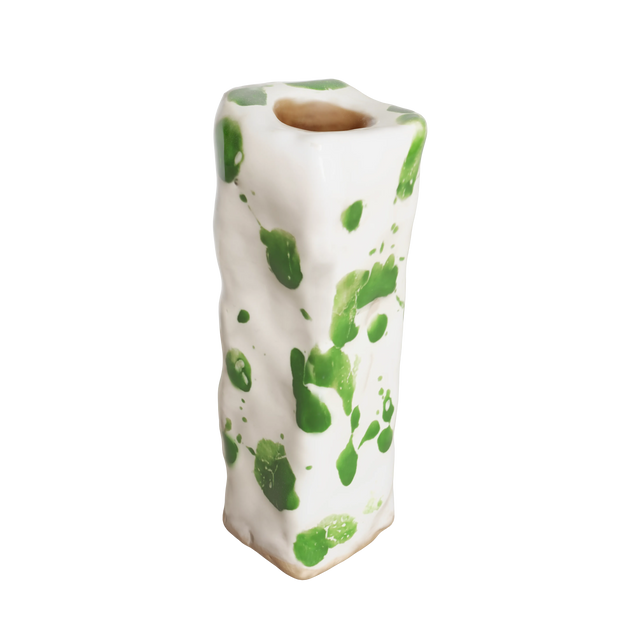 CANDLE HOLDER / WHITE & GREEN