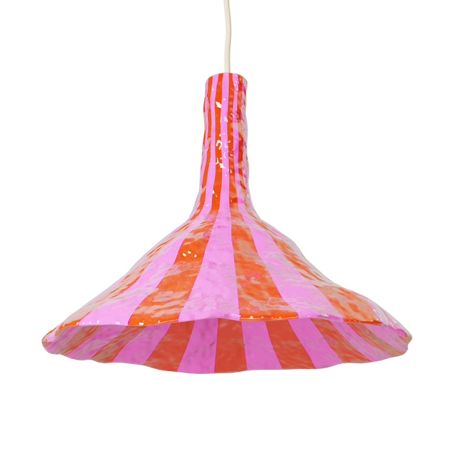 DOODLE PENDANT / LARGE / ORANGE RED & PINK