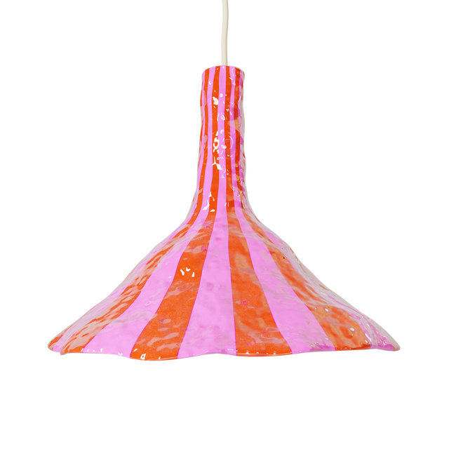 DOODLE PENDANT / LARGE / ORANGE RED & PINK