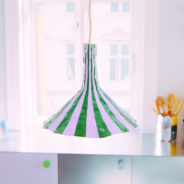 DOODLE PENDANT / LARGE / OLIVE GREEN & LAVENDER