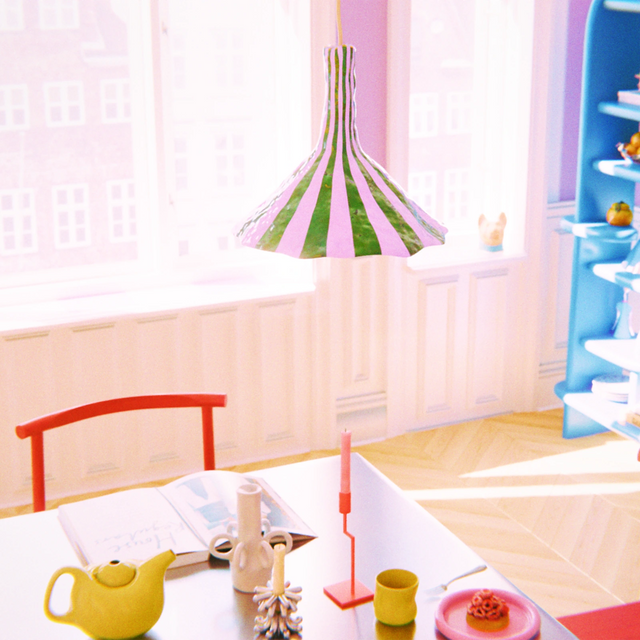 DOODLE PENDANT / LARGE / OLIVE GREEN & LAVENDER