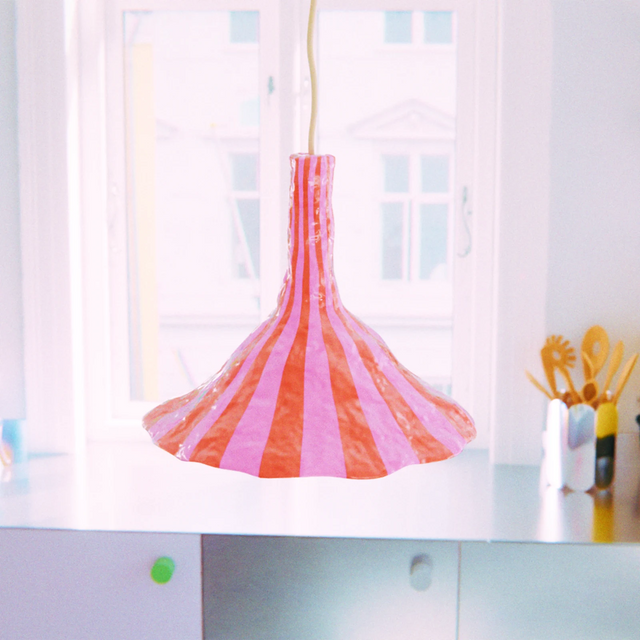 DOODLE PENDANT / LARGE / ORANGE RED & PINK