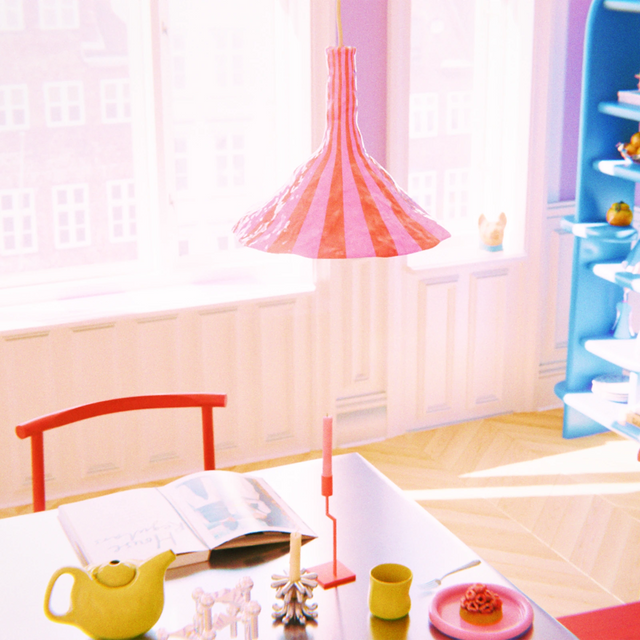 DOODLE PENDANT / LARGE / ORANGE RED & PINK