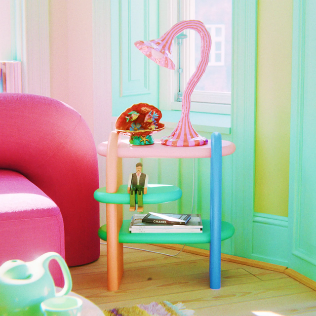 DOODLE TABLE LAMP / ORANGE & PINK