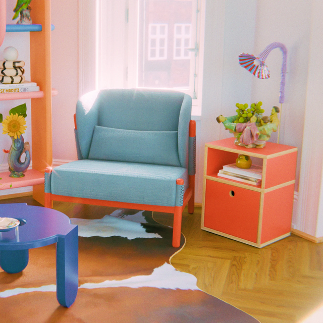 DOODLE WALL LAMP / RED & LIGHT BLUE