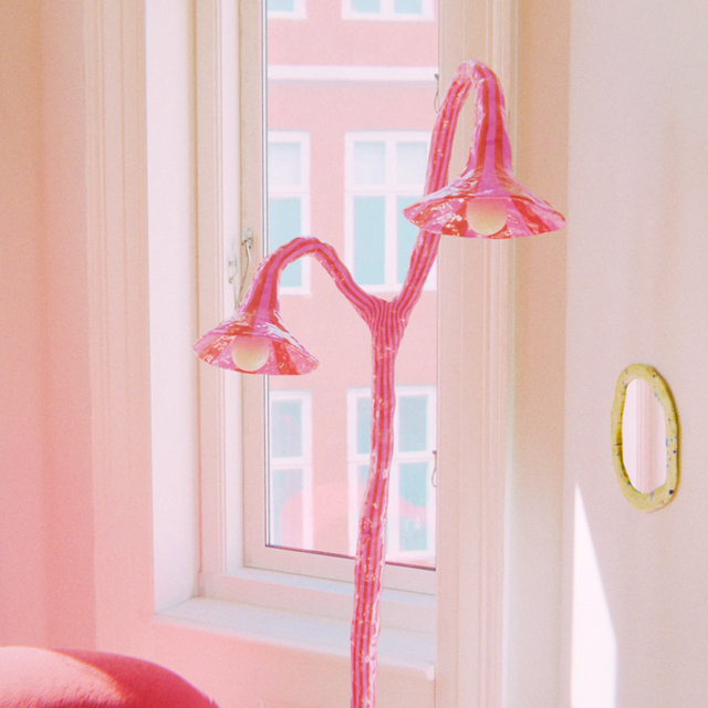 DOODLE FLOOR LAMP / ORANGE & PINK