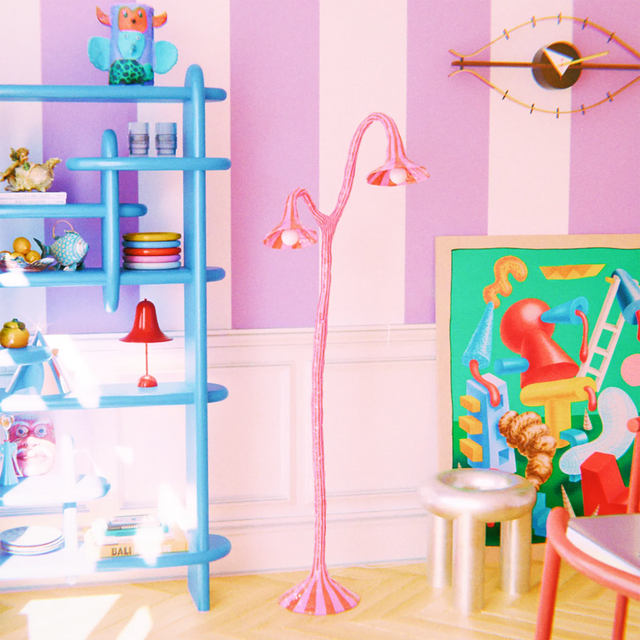 DOODLE FLOOR LAMP / ORANGE & PINK
