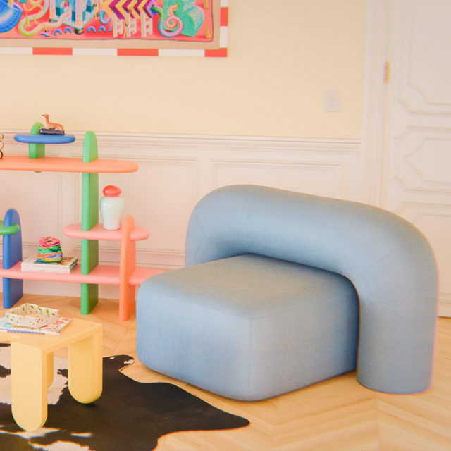 MOSS LOUNGE STOL / LYS BLÅ